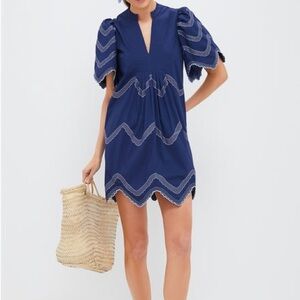 HYACINTH HOUSE
Navy Embroidered Weston Mini Dress